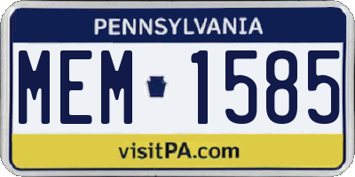 PA license plate MEM1585