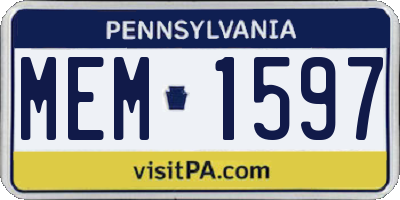 PA license plate MEM1597