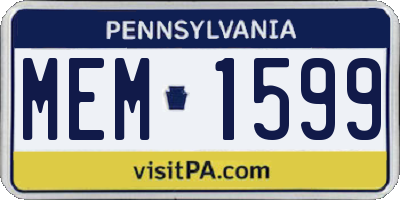PA license plate MEM1599
