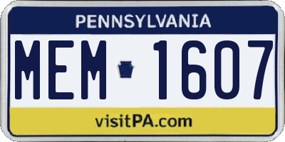 PA license plate MEM1607
