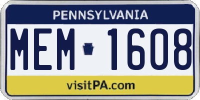 PA license plate MEM1608