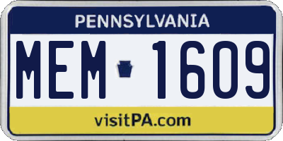 PA license plate MEM1609