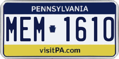 PA license plate MEM1610