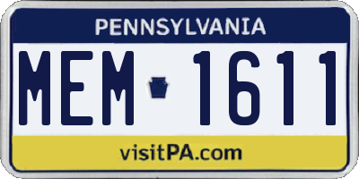 PA license plate MEM1611