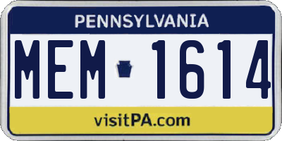 PA license plate MEM1614