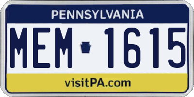 PA license plate MEM1615