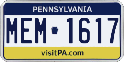 PA license plate MEM1617