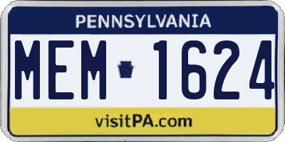 PA license plate MEM1624