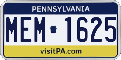 PA license plate MEM1625