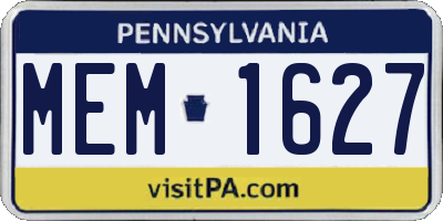 PA license plate MEM1627