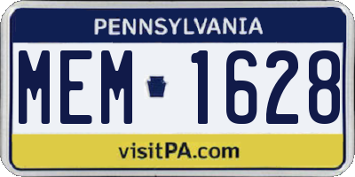 PA license plate MEM1628