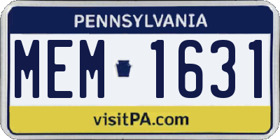 PA license plate MEM1631