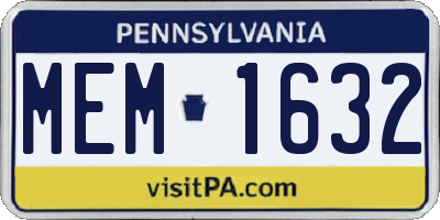 PA license plate MEM1632