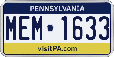 PA license plate MEM1633