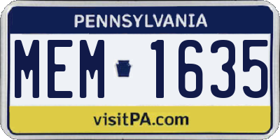 PA license plate MEM1635