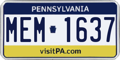 PA license plate MEM1637