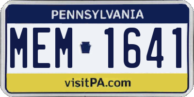 PA license plate MEM1641