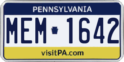 PA license plate MEM1642