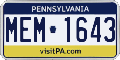 PA license plate MEM1643
