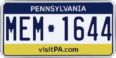 PA license plate MEM1644