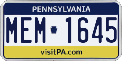 PA license plate MEM1645