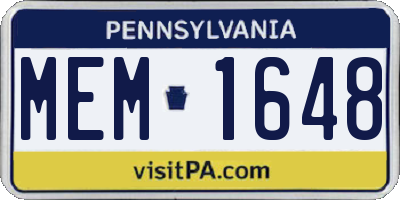PA license plate MEM1648