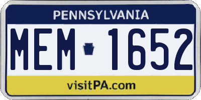 PA license plate MEM1652