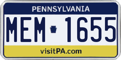 PA license plate MEM1655