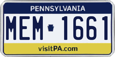 PA license plate MEM1661