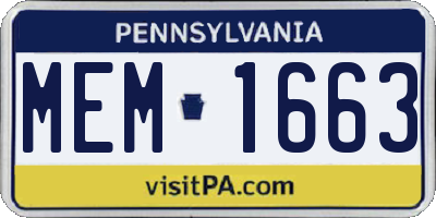 PA license plate MEM1663