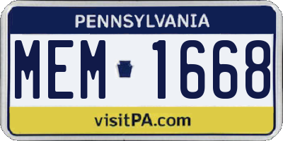 PA license plate MEM1668