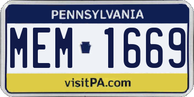 PA license plate MEM1669