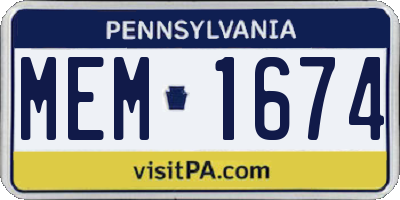 PA license plate MEM1674