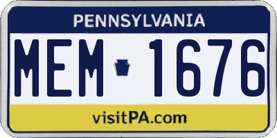 PA license plate MEM1676