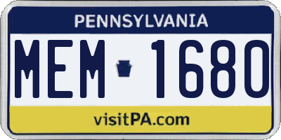 PA license plate MEM1680