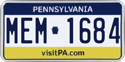 PA license plate MEM1684