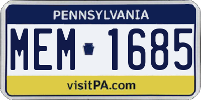 PA license plate MEM1685