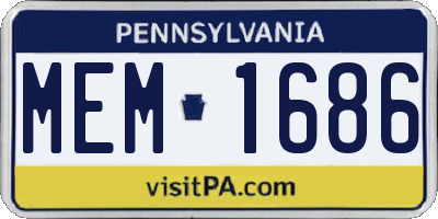 PA license plate MEM1686
