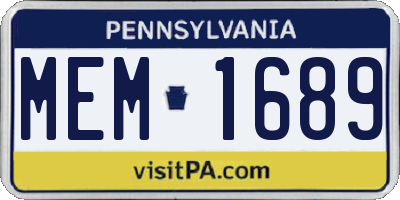 PA license plate MEM1689
