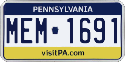 PA license plate MEM1691