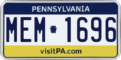 PA license plate MEM1696