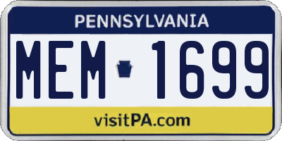 PA license plate MEM1699