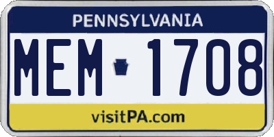 PA license plate MEM1708