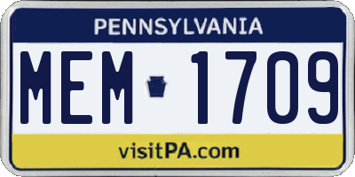 PA license plate MEM1709