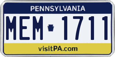 PA license plate MEM1711