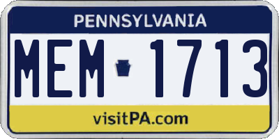 PA license plate MEM1713