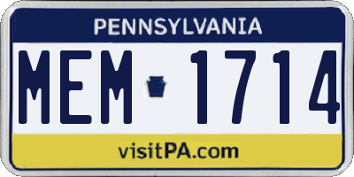 PA license plate MEM1714