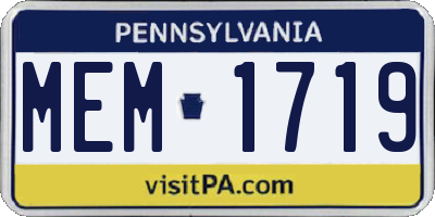 PA license plate MEM1719