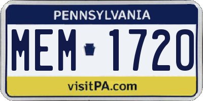 PA license plate MEM1720