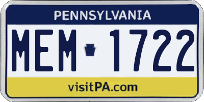 PA license plate MEM1722